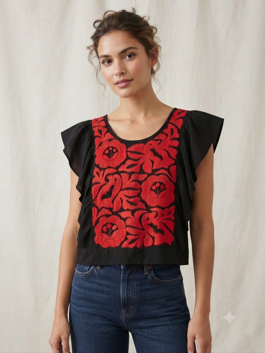 Blusa Hidalgo Bordado Otomi