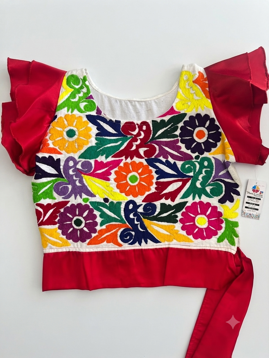 Blusa Tuxtepec Ombliguera Roja