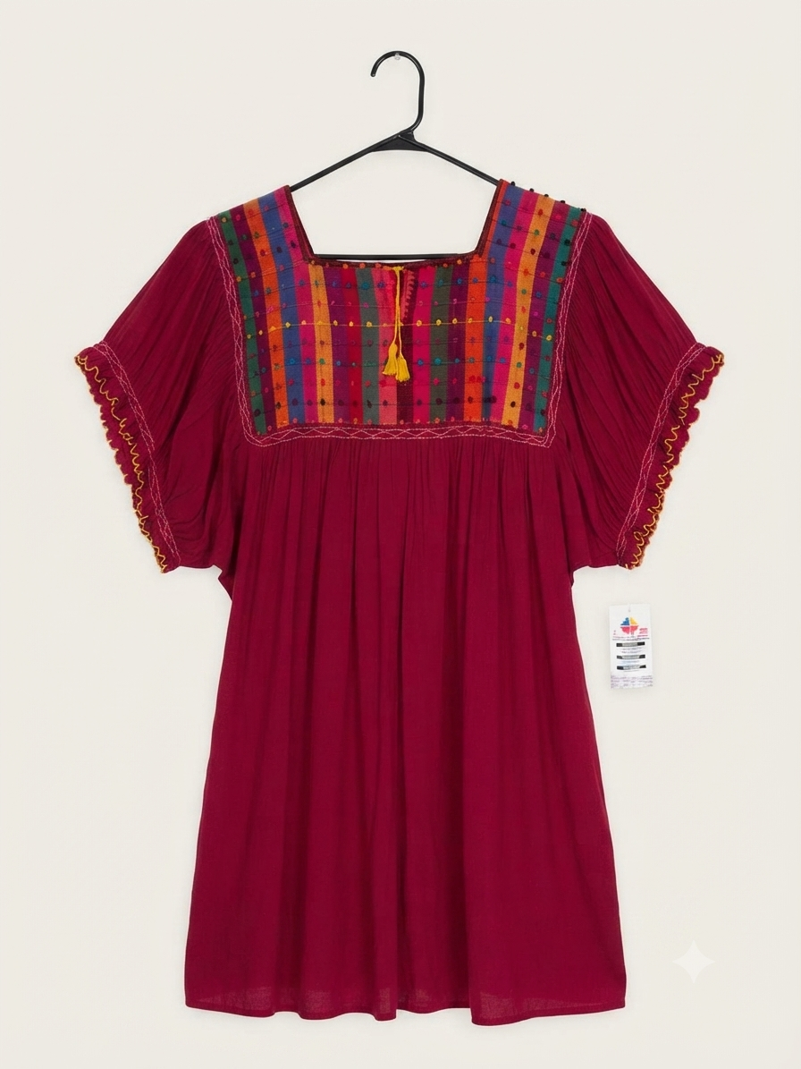 Blusa Bolitas Telar Chiapas