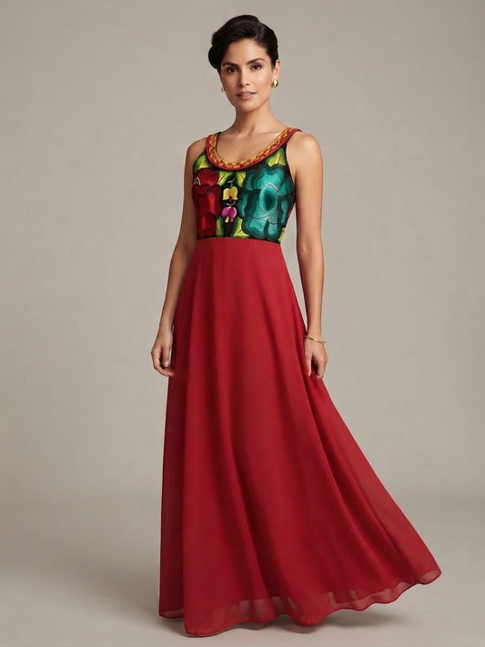 Vestido Bordado Istmo Pechera bordada