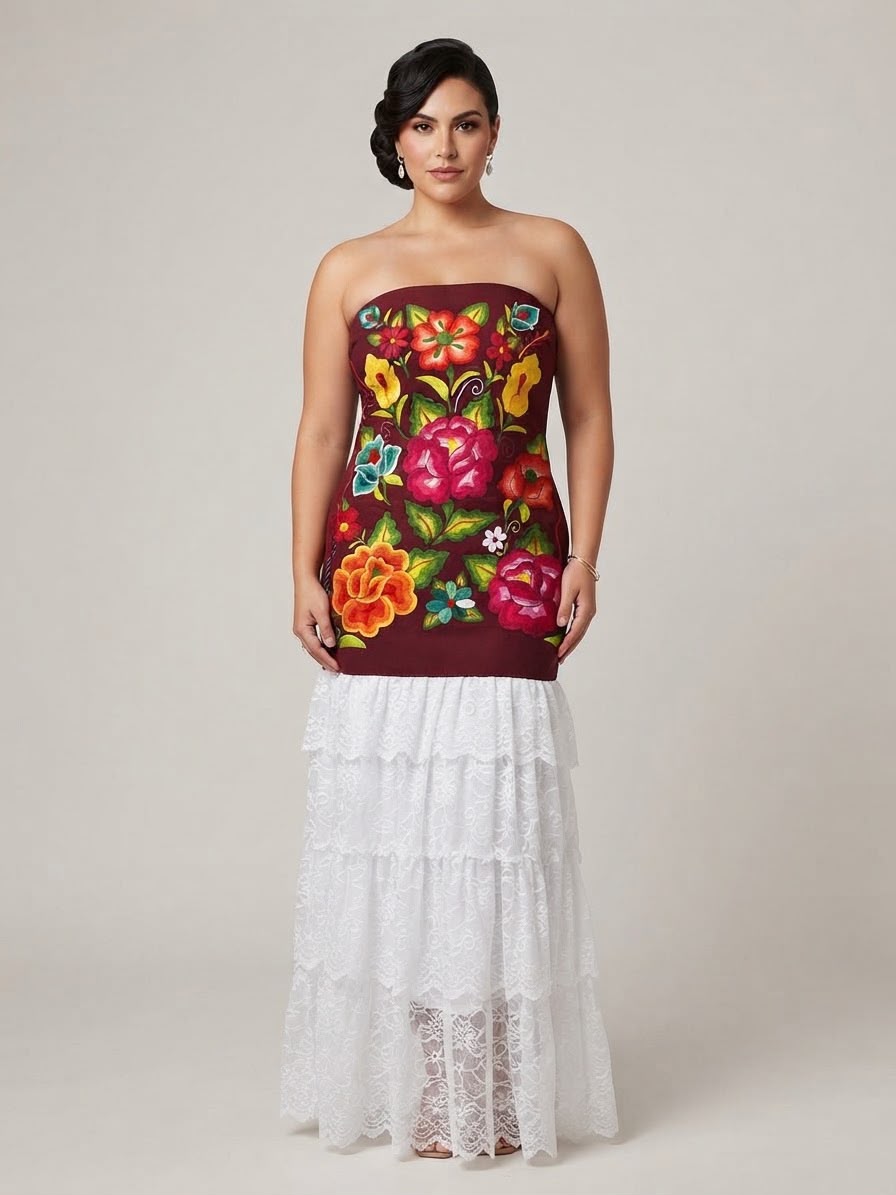 Vestido Strapless Vino Istmo Mano