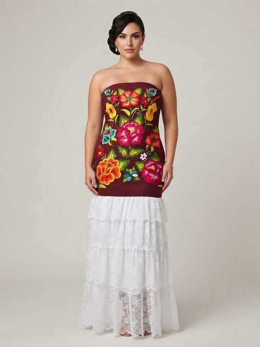 Vestido Strapless Vino Istmo Mano