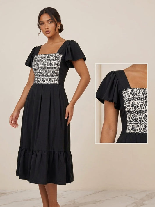 Vestido Pahuatlan Puebla Negro Mariposas