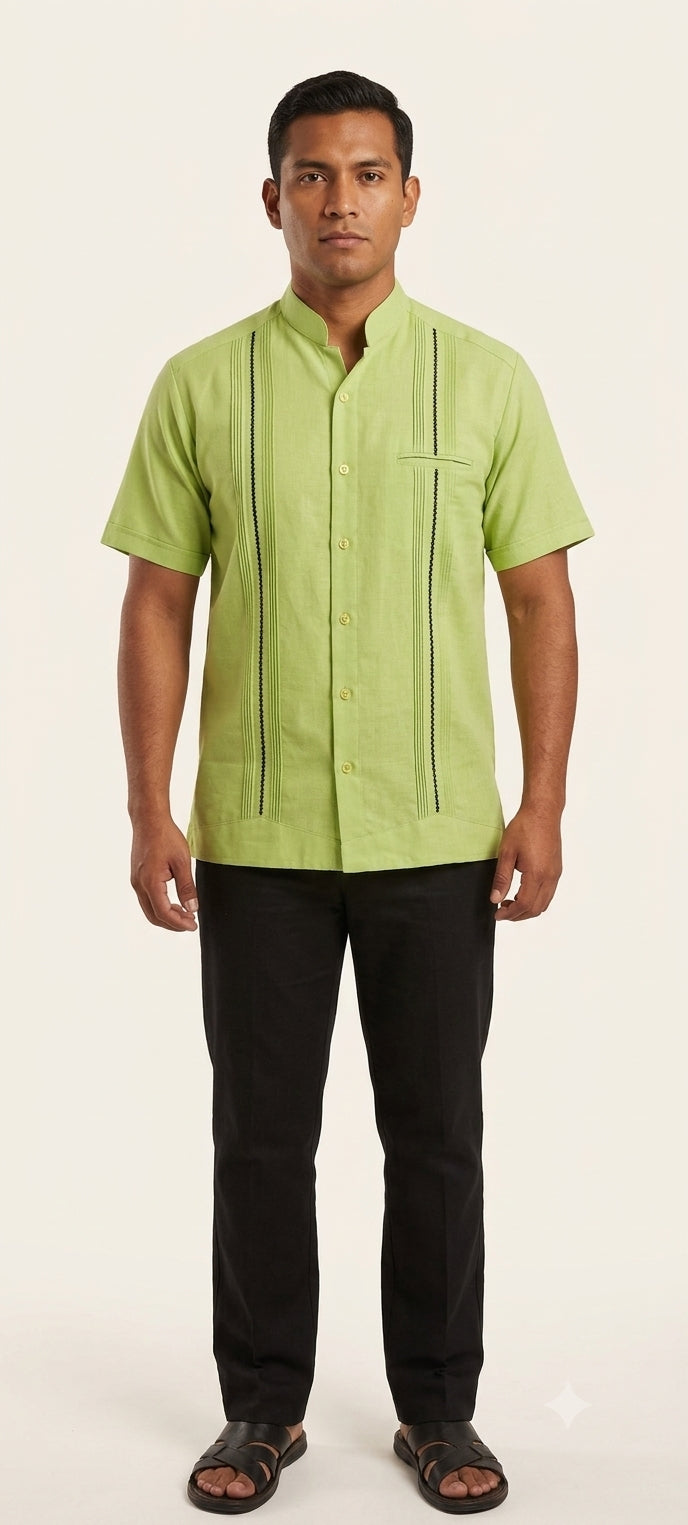 Guayabera Máquina Verde Bordado