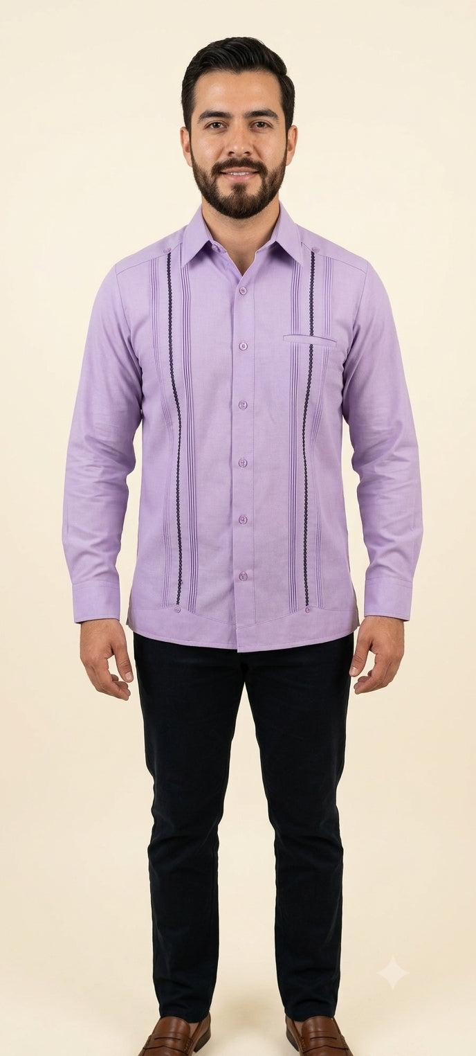 Guayabera Lila Máquina