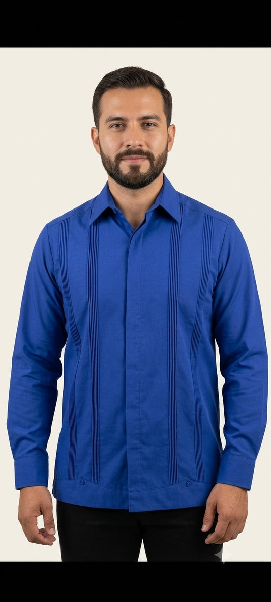 Guayabera Azul Rey lisa