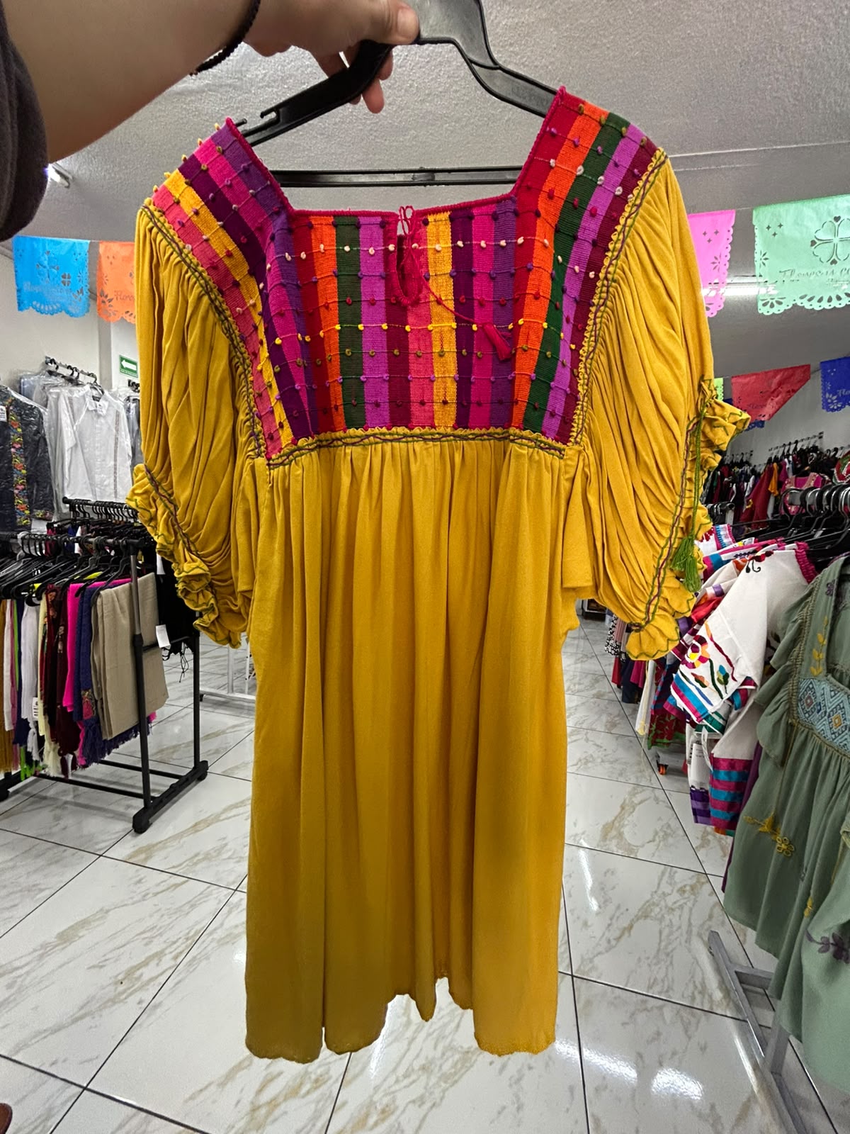 Blusa Bolitas Telar Chiapas